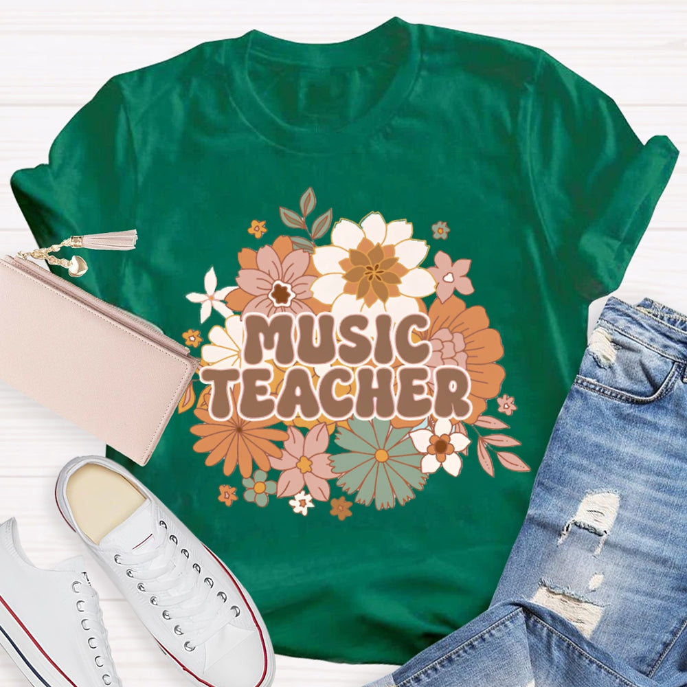 Music Teacher Chrysanthemum Base Print T-shirt