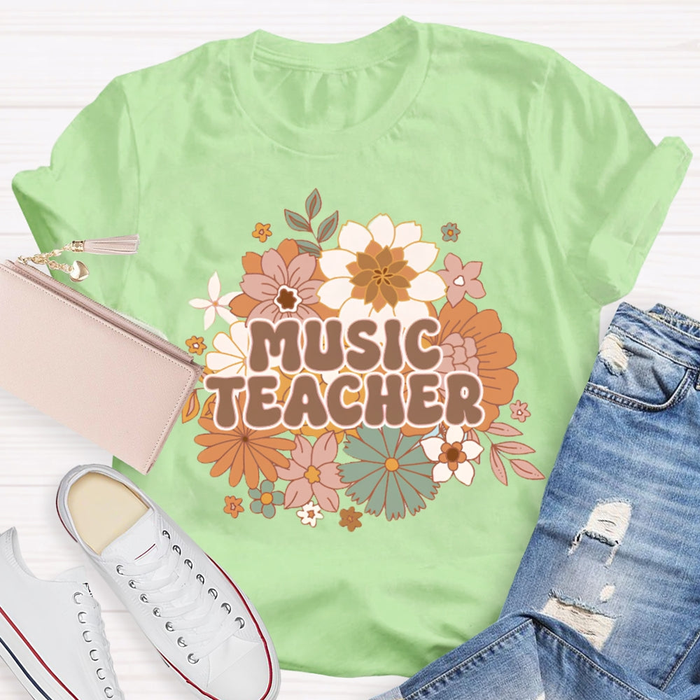 Music Teacher Chrysanthemum Base Print T-shirt
