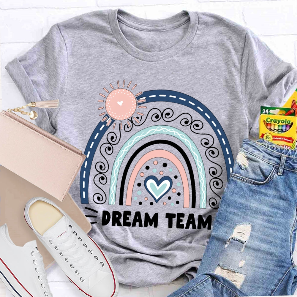 Dream Team Pink Sun And Blue Heart T-shirt