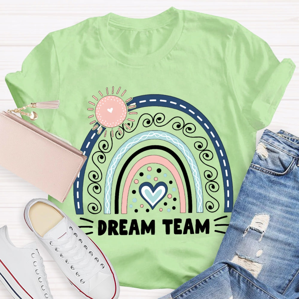 Dream Team Pink Sun And Blue Heart T-shirt