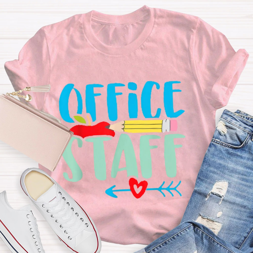 Office Staff Colored Letters T-shirt