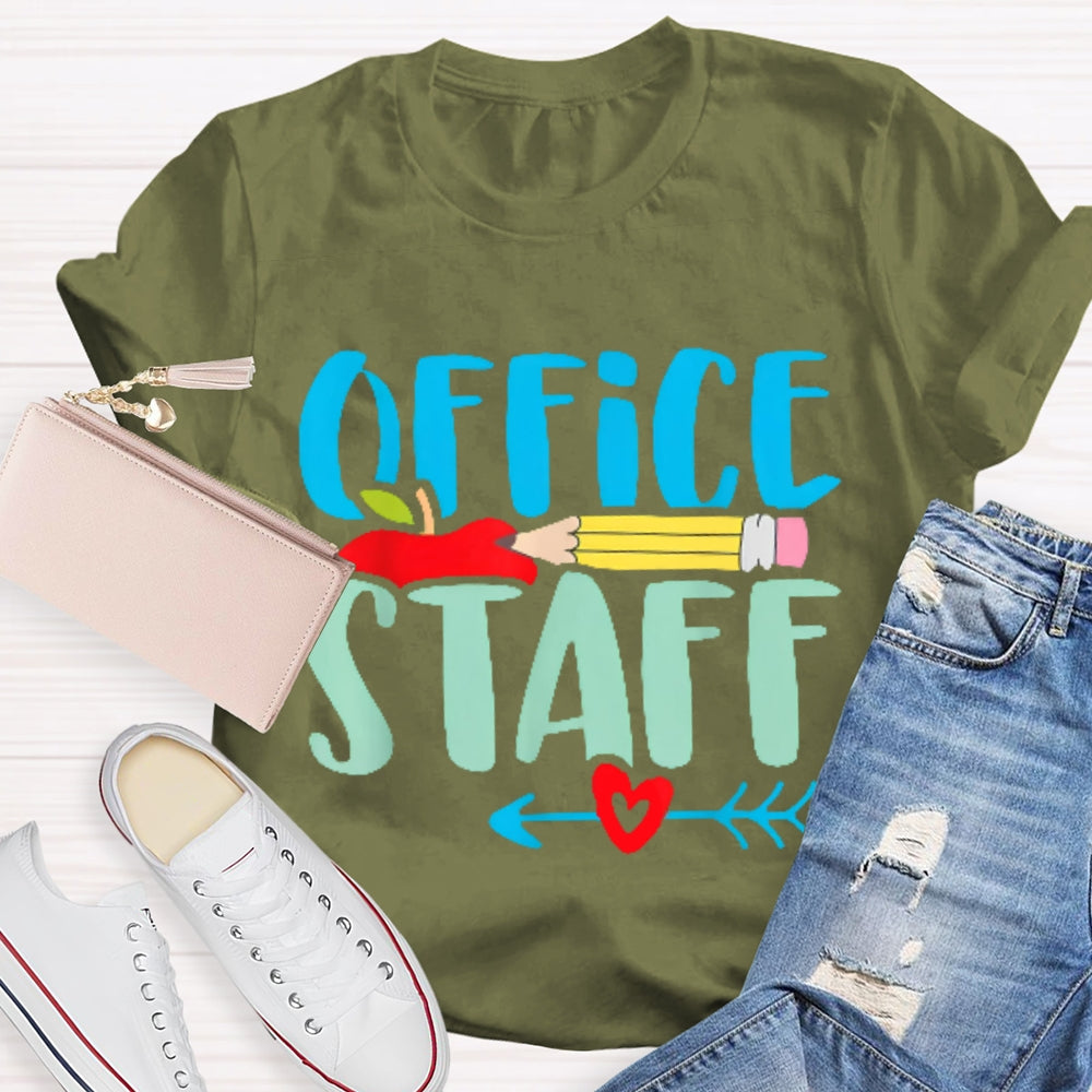 Office Staff Colored Letters T-shirt