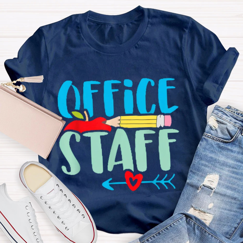Office Staff Colored Letters T-shirt