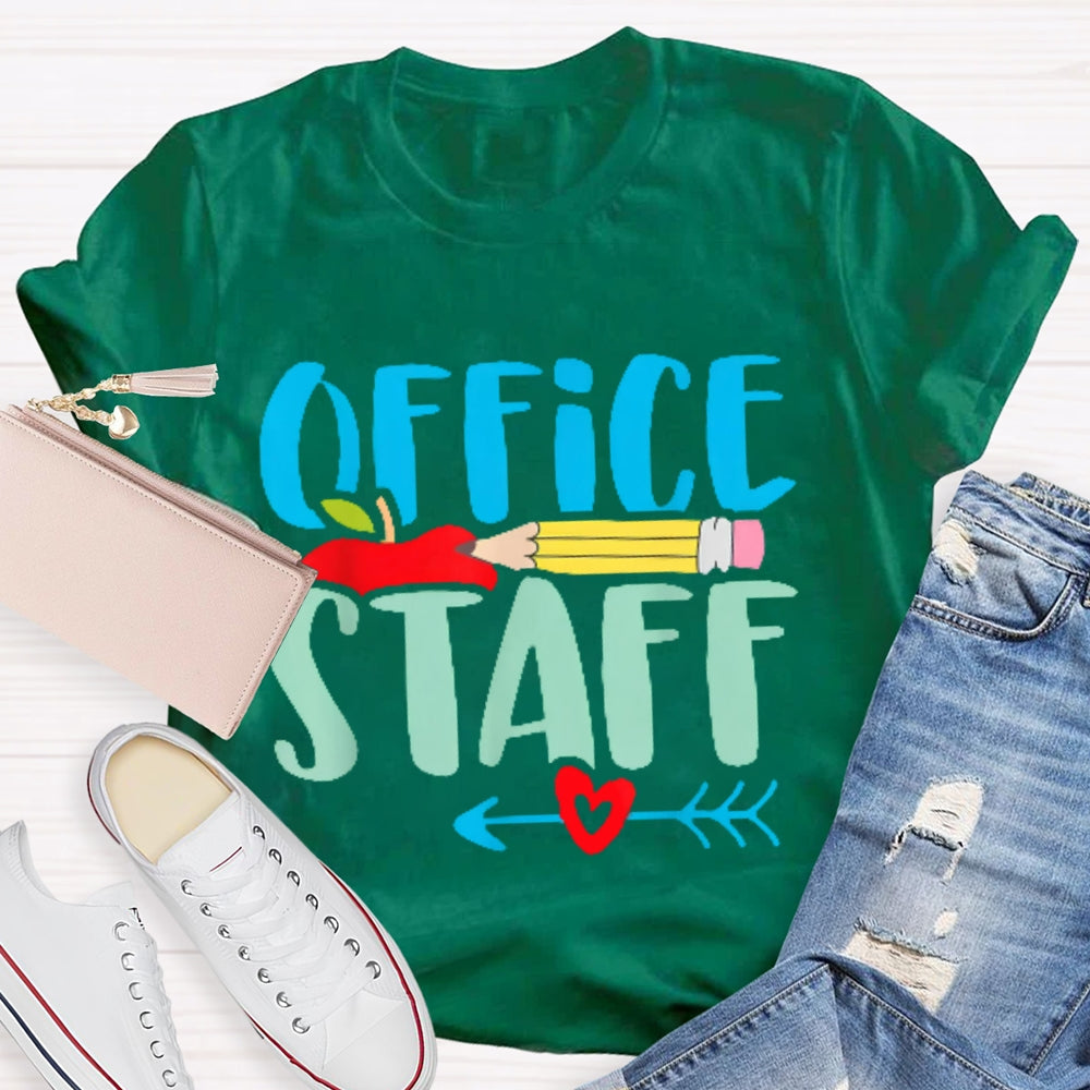 Office Staff Colored Letters T-shirt