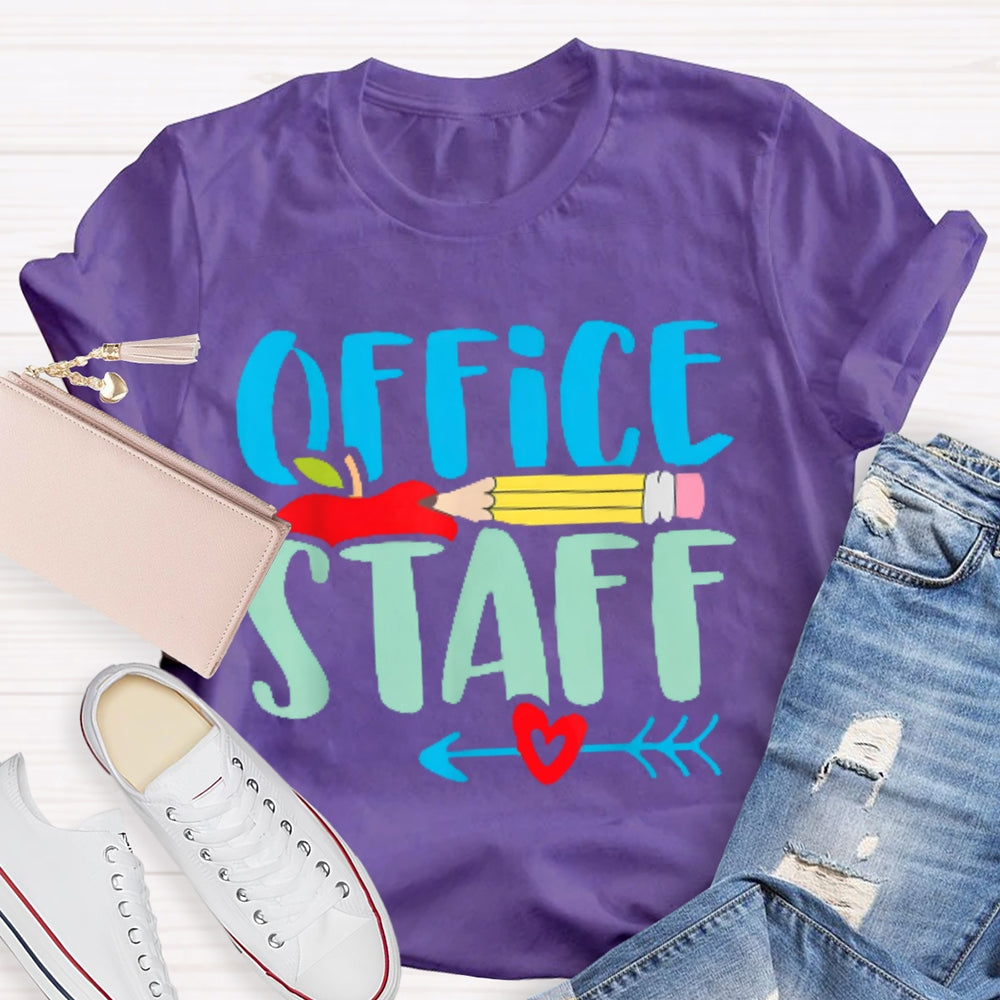Office Staff Colored Letters T-shirt