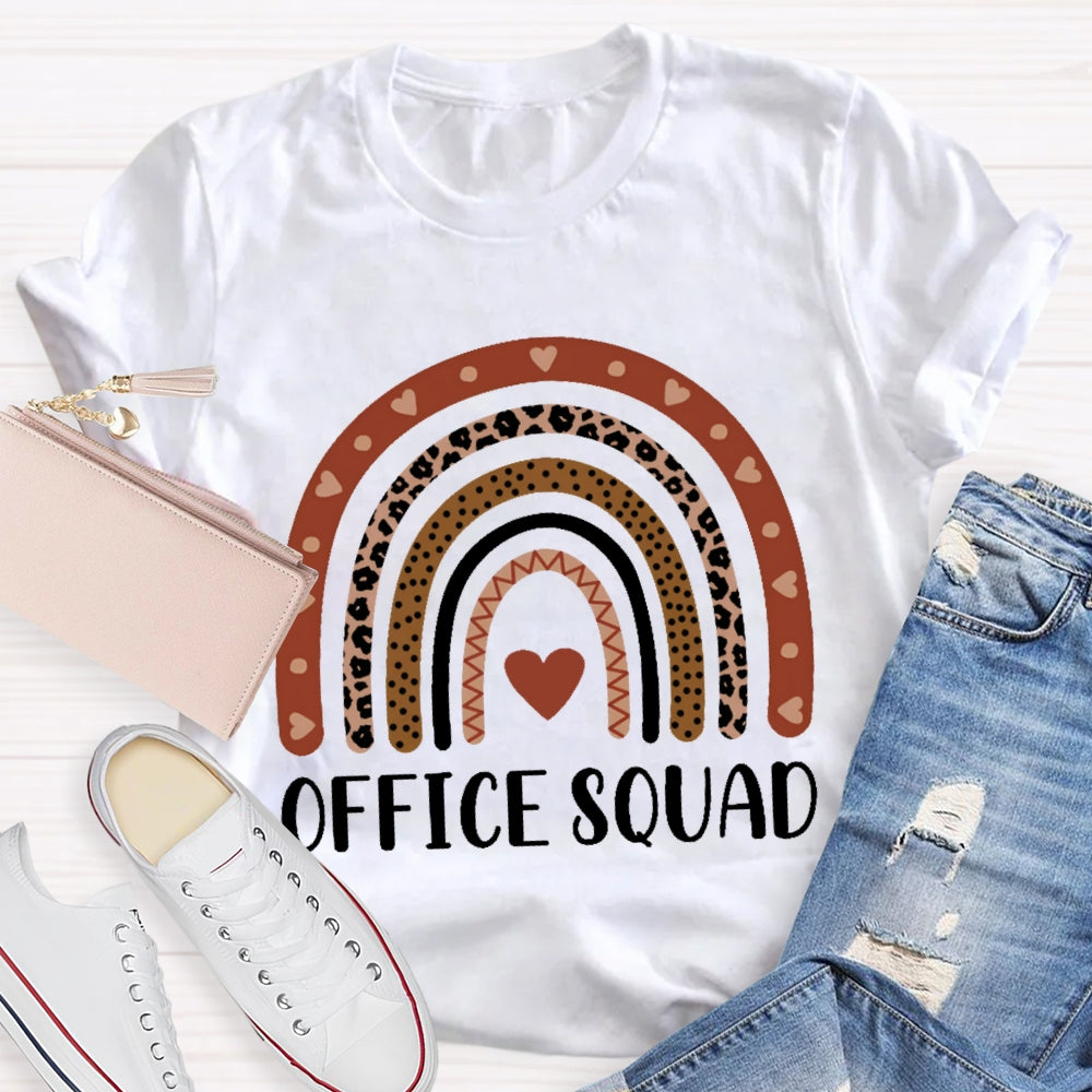 Office Squad Rainbow Leopard Print Love Print Funny T-shirt