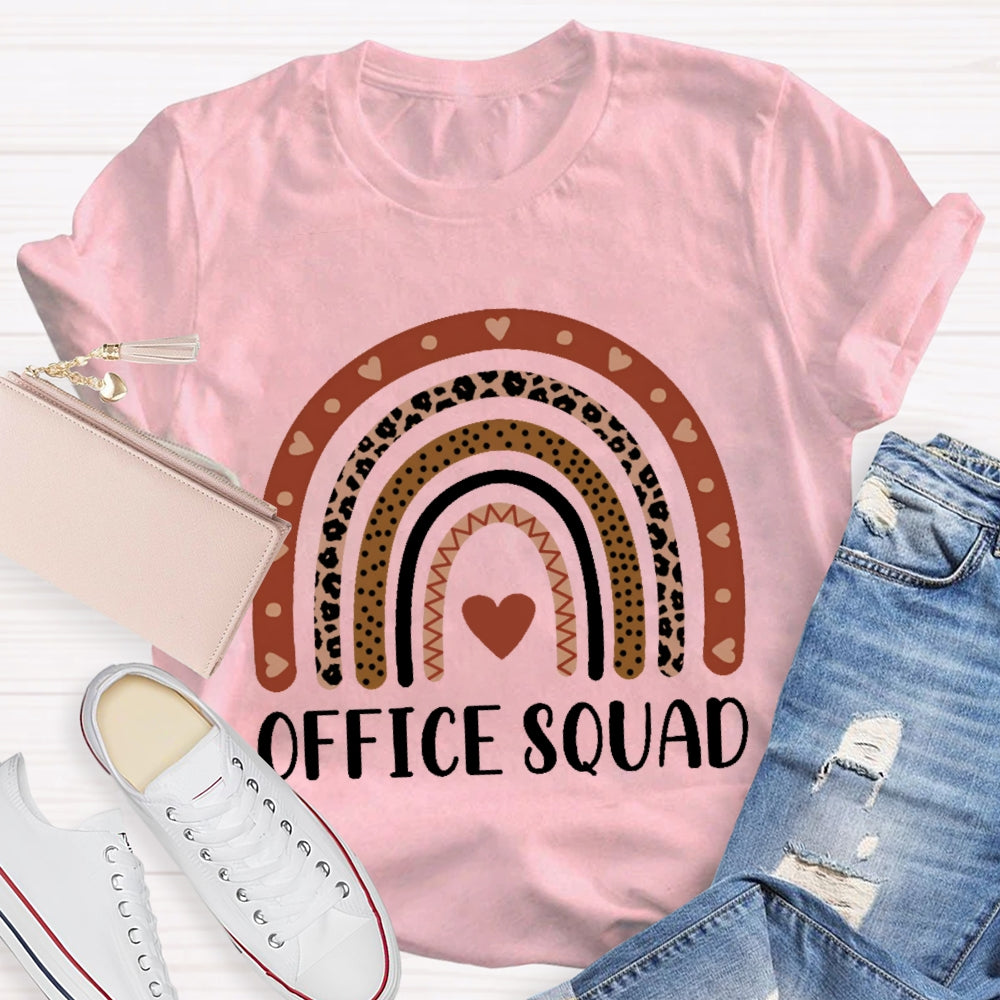 Office Squad Rainbow Leopard Print Love Print Funny T-shirt