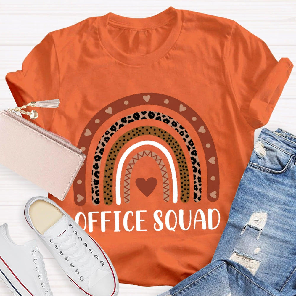 Office Squad Rainbow Leopard Print Love Print Funny T-shirt