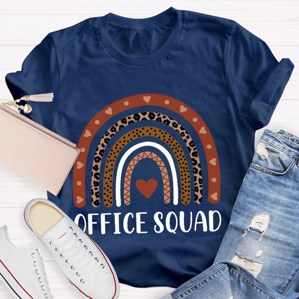 Office Squad Rainbow Leopard Print Love Print Funny T-shirt