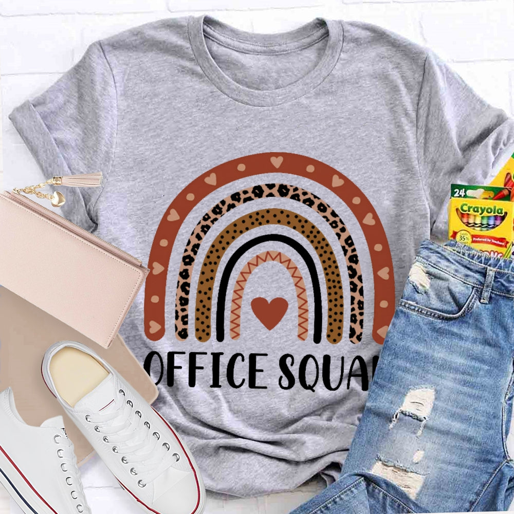 Office Squad Rainbow Leopard Print Love Print Funny T-shirt