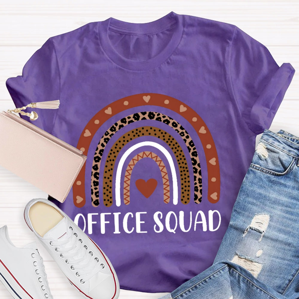 Office Squad Rainbow Leopard Print Love Print Funny T-shirt