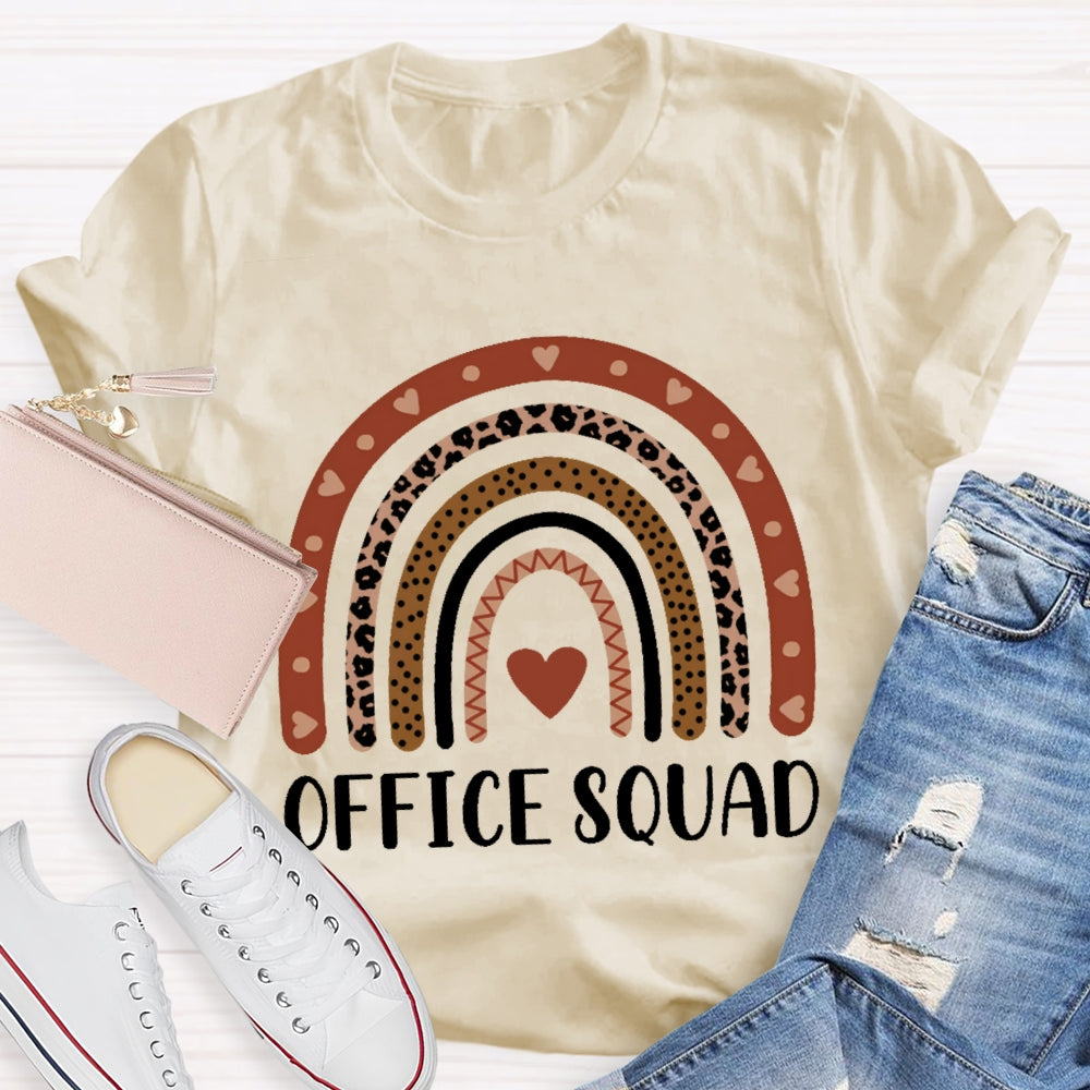 Office Squad Rainbow Leopard Print Love Print Funny T-shirt