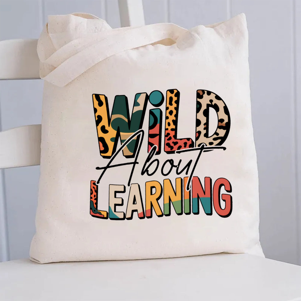 Wild About Learning Leopard Canvas Tote Bag