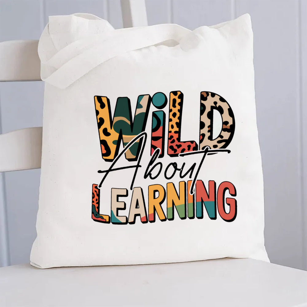 Wild About Learning Leopard Canvas Tote Bag