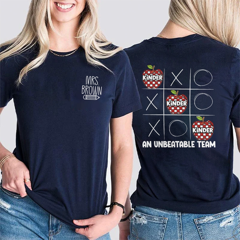 Personalized Name Kinder An Unbeatable  Team Double Printed T-Shirt