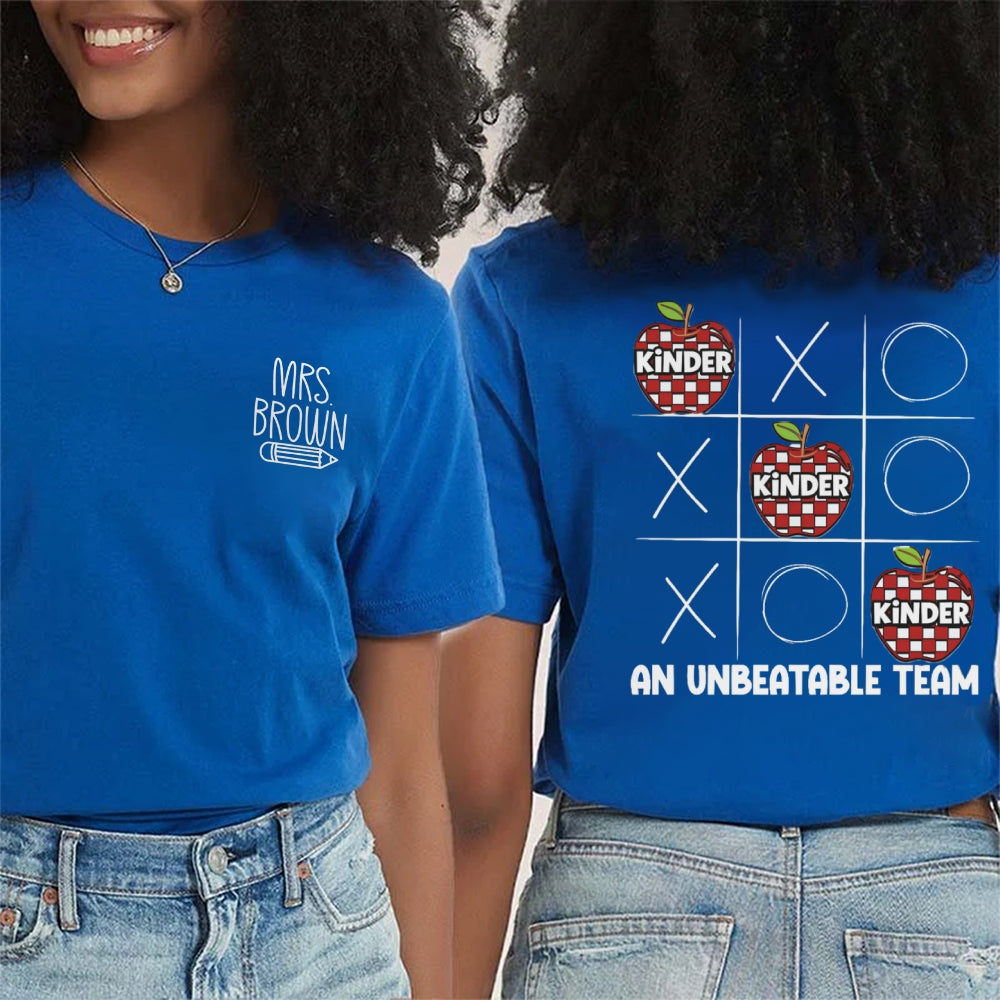 Personalized Name Kinder An Unbeatable Team Double Printed T-Shirt