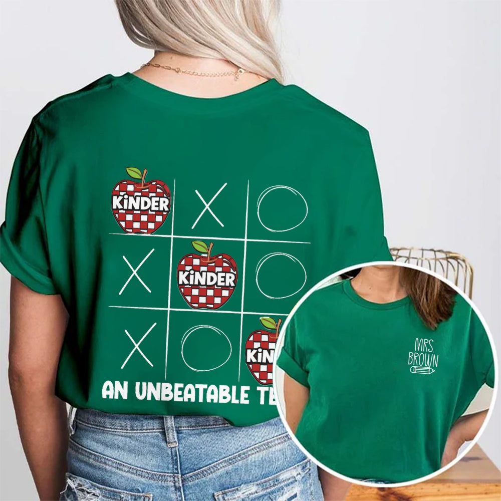 Personalized Name Kinder An Unbeatable Team Double Printed T-Shirt