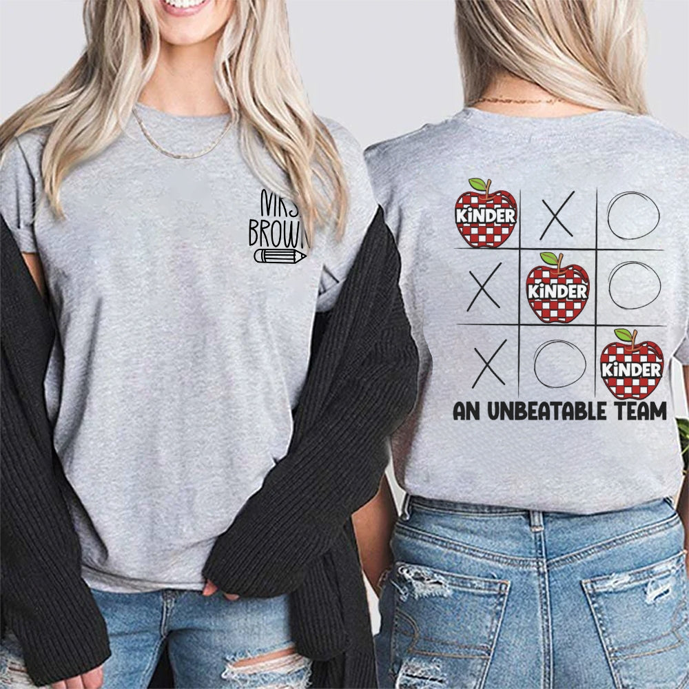 Personalized Name Kinder An Unbeatable  Team Double Printed T-Shirt