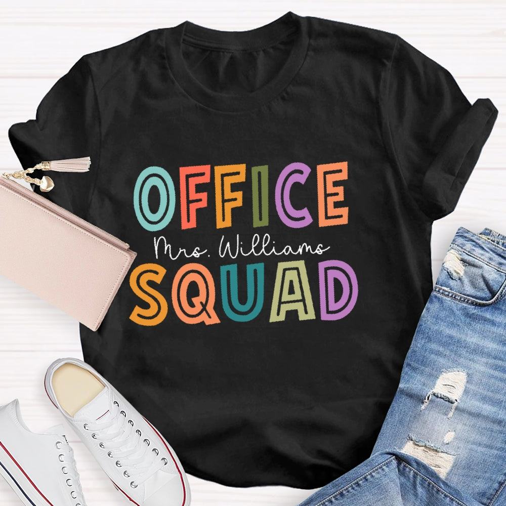 Personalized Name Office Squad Hollow Letters T-shirt
