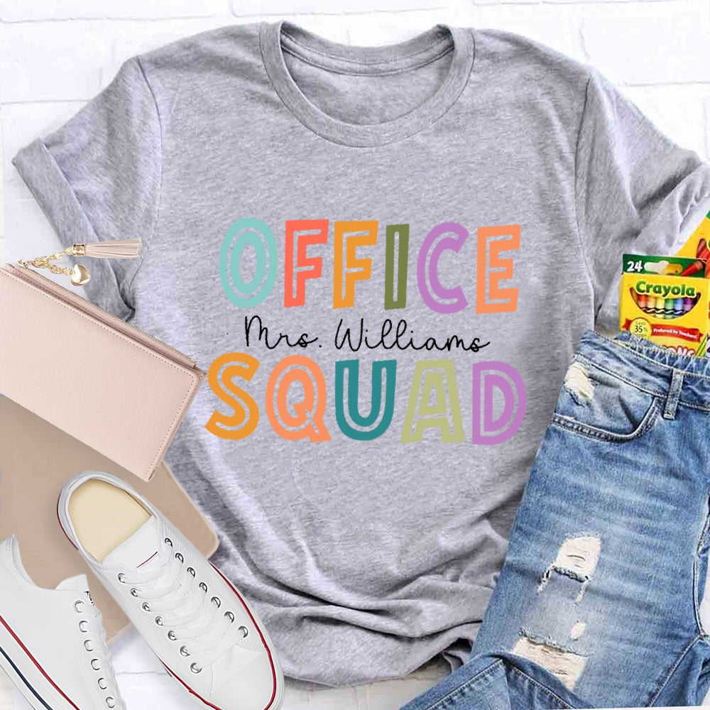 Personalized Name Office Squad Hollow Letters T-shirt