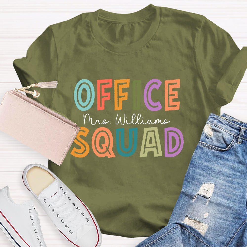 Personalized Name Office Squad Hollow Letters T-shirt