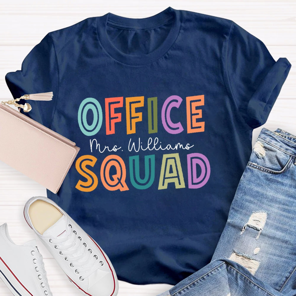 Personalized Name Office Squad Hollow Letters T-shirt