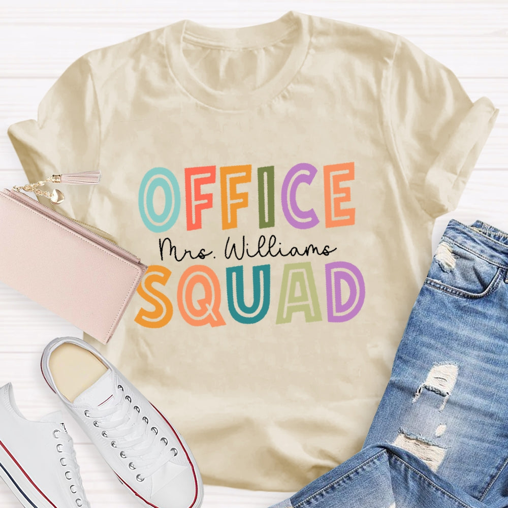 Personalized Name Office Squad Hollow Letters T-shirt