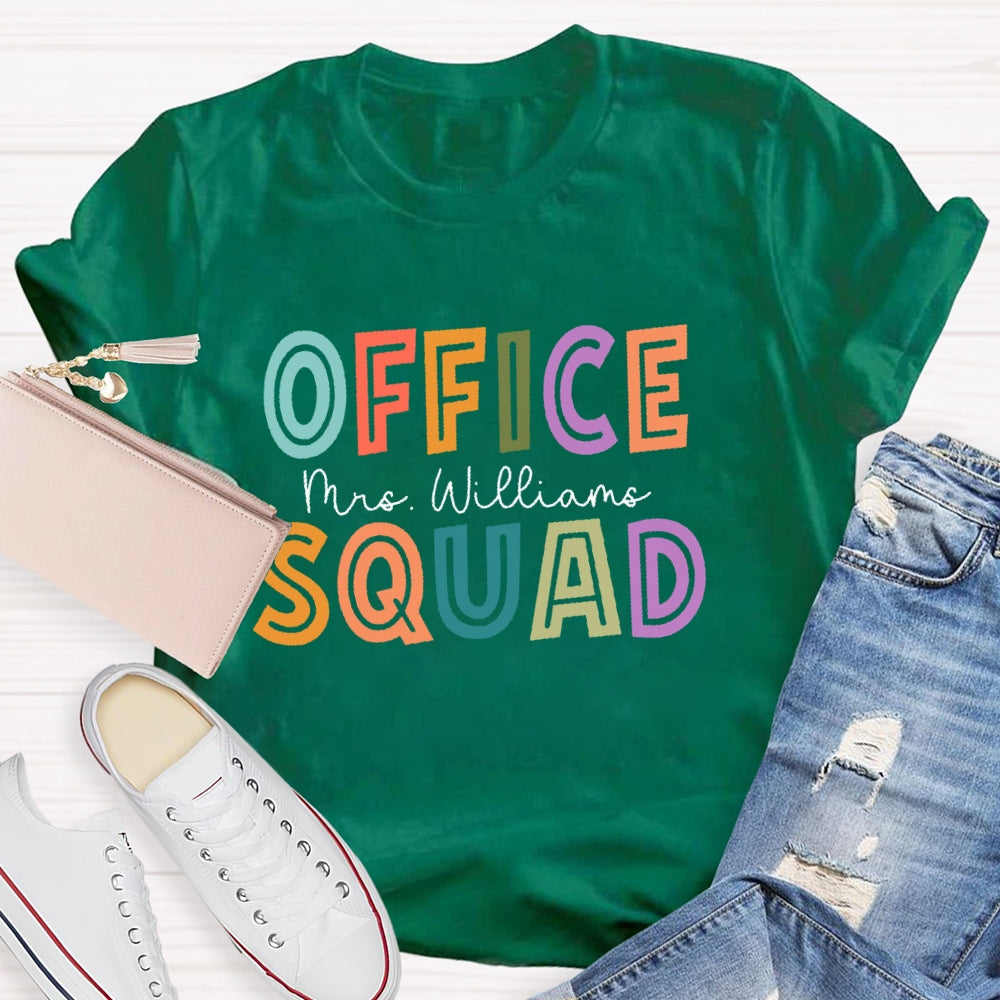Personalized Name Office Squad Hollow Letters T-shirt