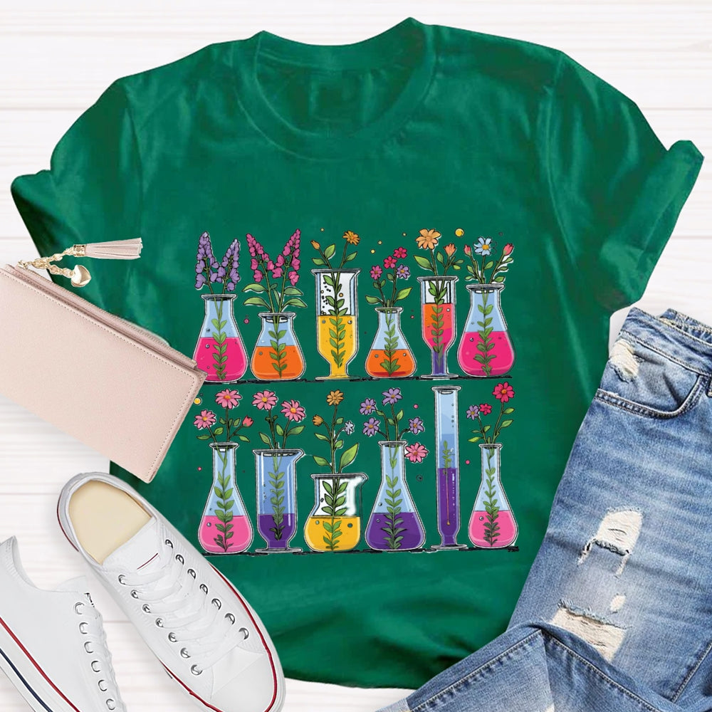 Floral Chemical Experiment Bottle T-shirt