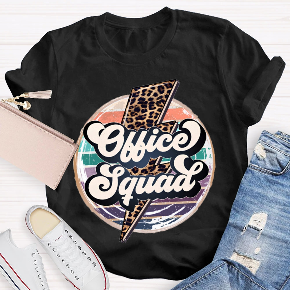 Office Squad Colorful Prints And Leopard Lightning T-shirt