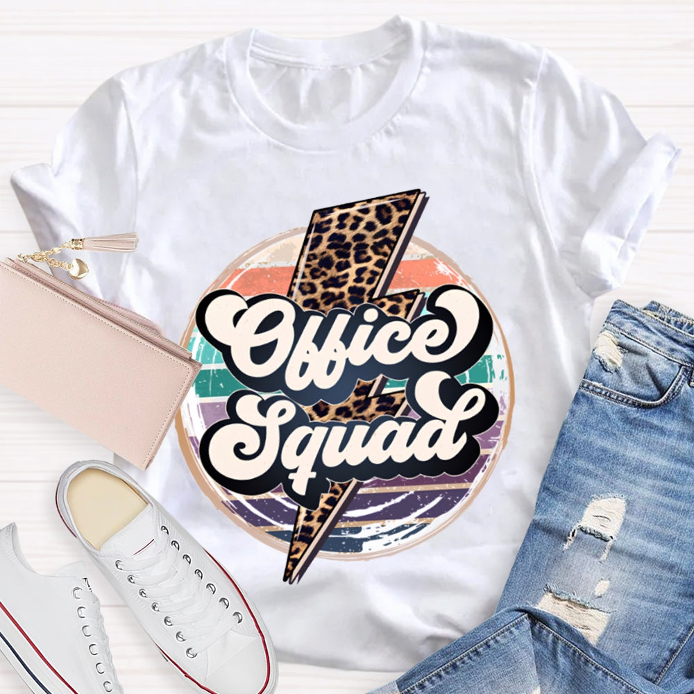 Office Squad Colorful Prints And Leopard Lightning T-shirt