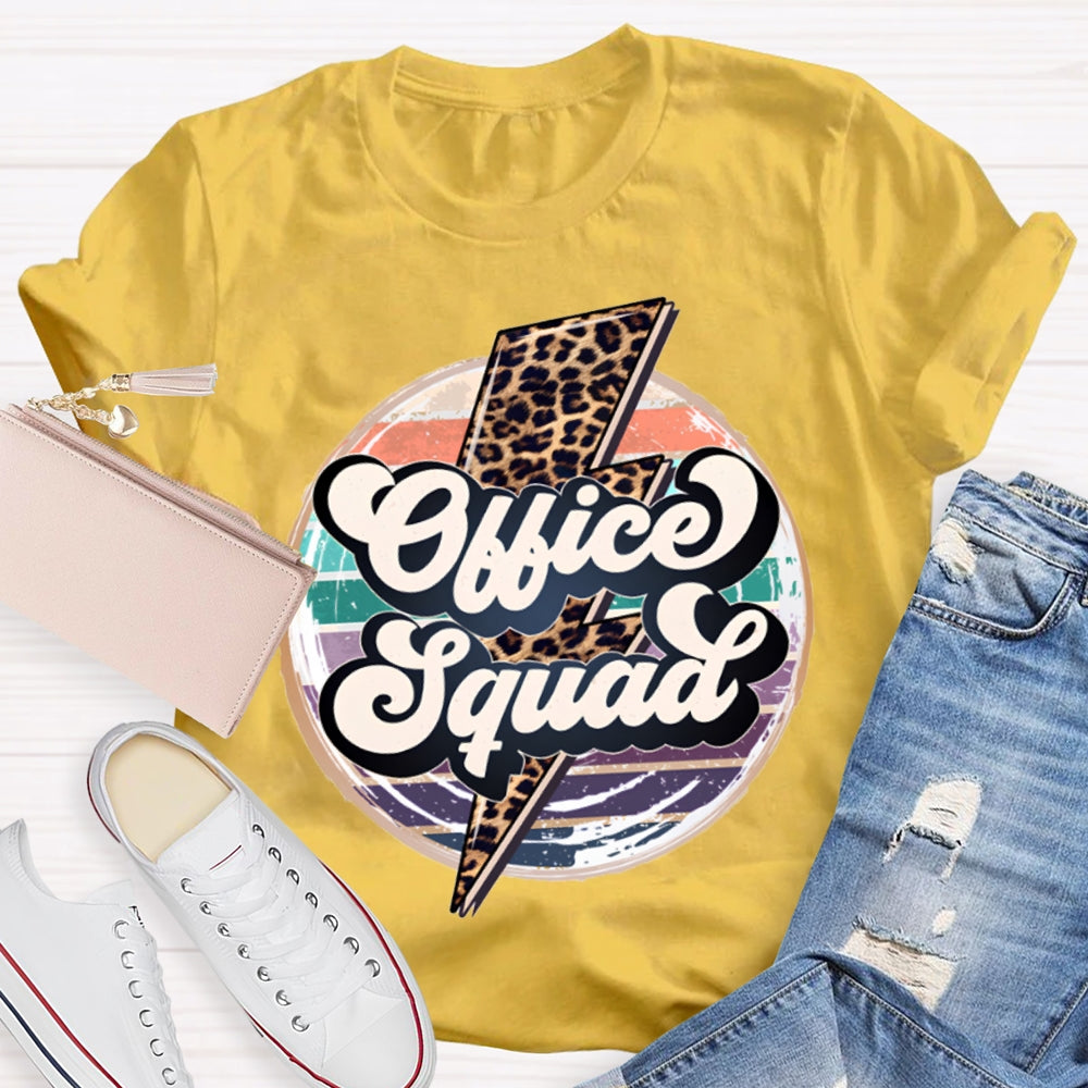 Office Squad Colorful Prints And Leopard Lightning T-shirt