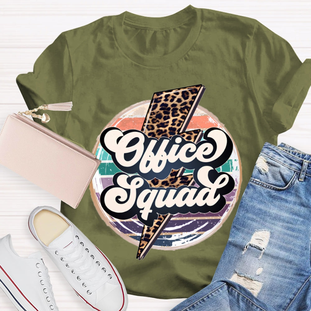 Office Squad Colorful Prints And Leopard Lightning T-shirt