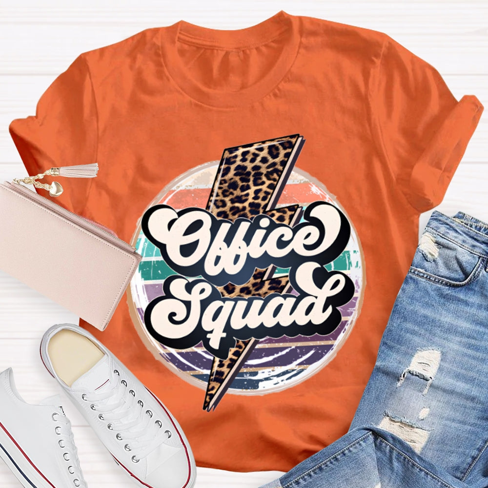 Office Squad Colorful Prints And Leopard Lightning T-shirt
