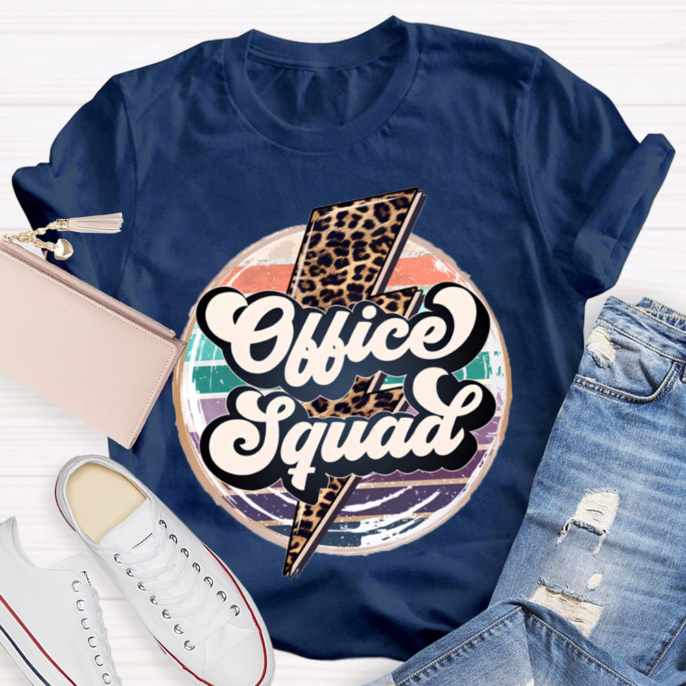 Office Squad Colorful Prints And Leopard Lightning T-shirt
