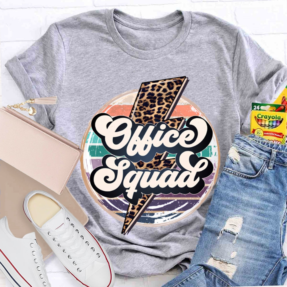Office Squad Colorful Prints And Leopard Lightning T-shirt