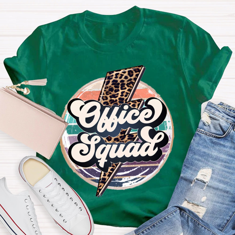 Office Squad Colorful Prints And Leopard Lightning T-shirt