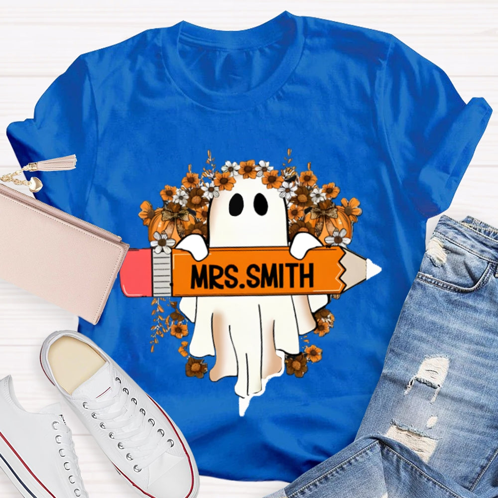Personalized Name Cute Ghost Teacher T-Shirt