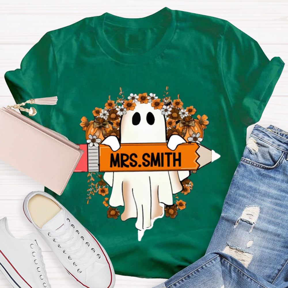 Personalized Name Cute Ghost Teacher T-Shirt