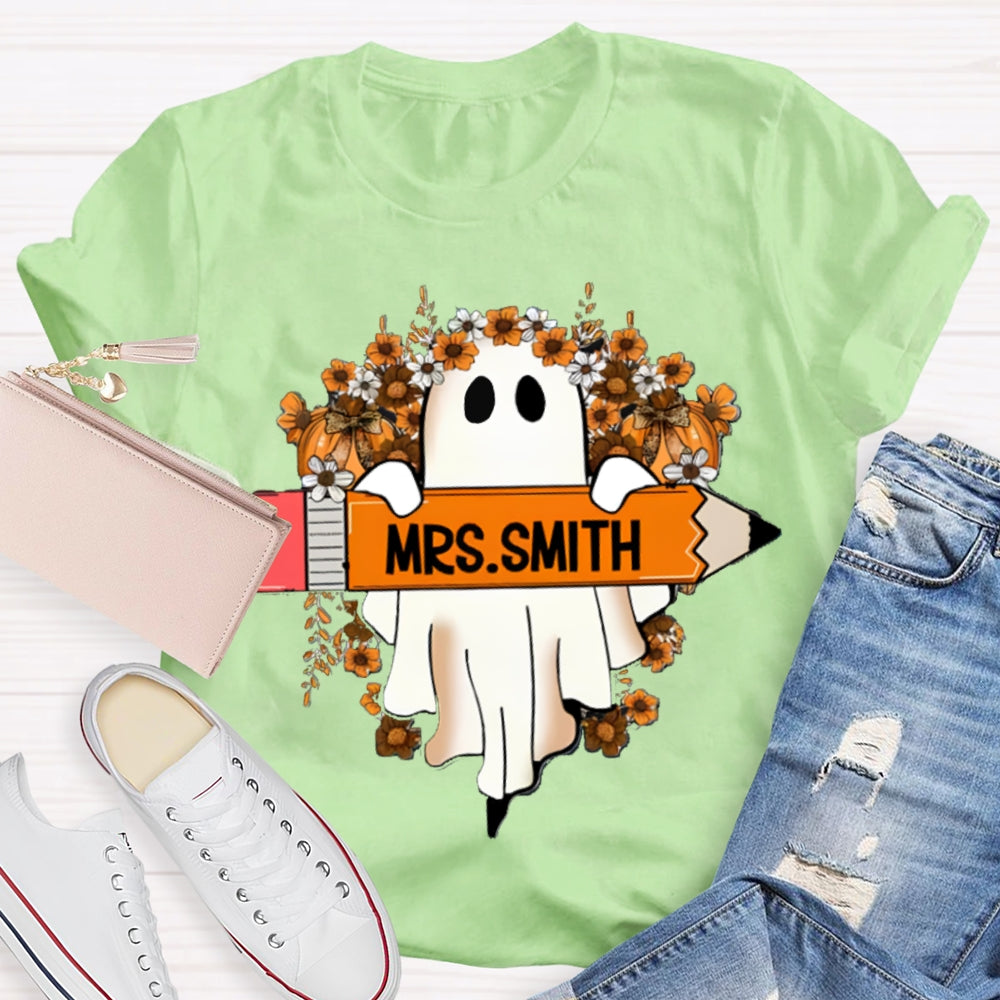 Personalized Name Cute Ghost Teacher T-Shirt