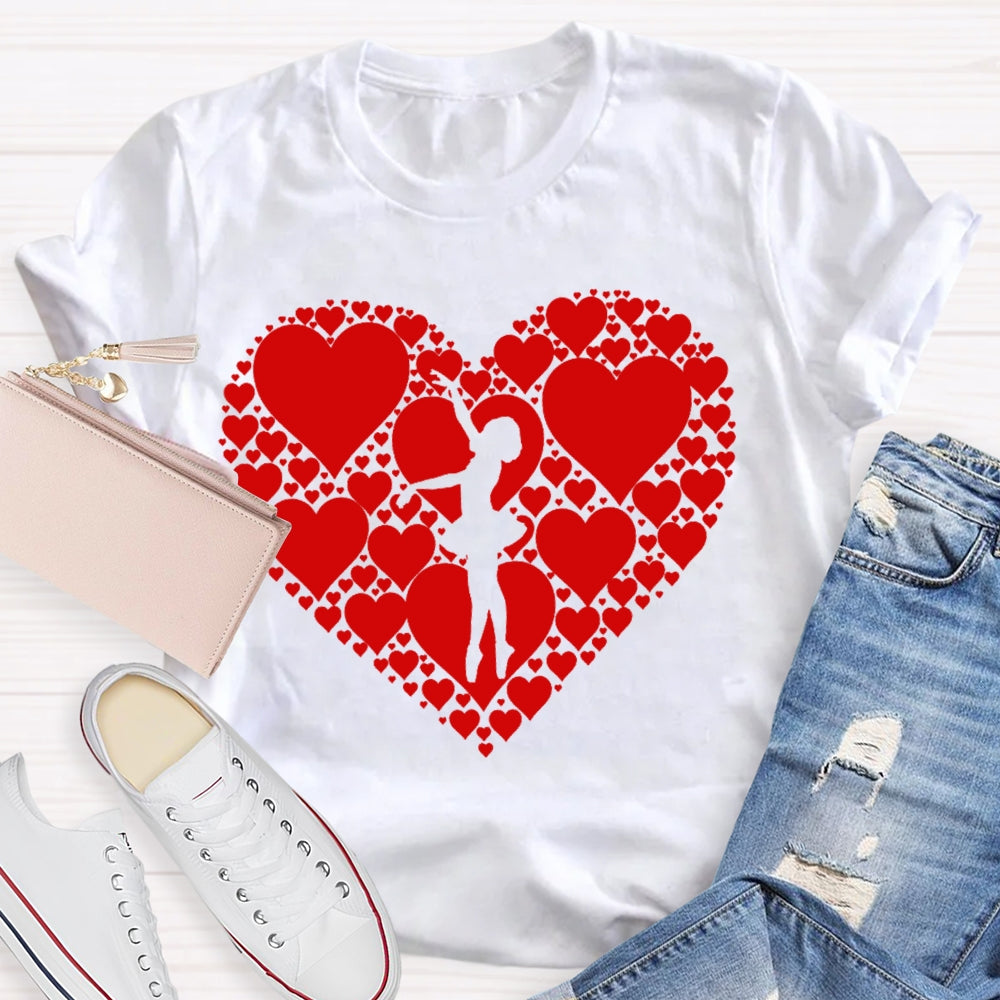 Dance Heart Pattern Printing T-shirt
