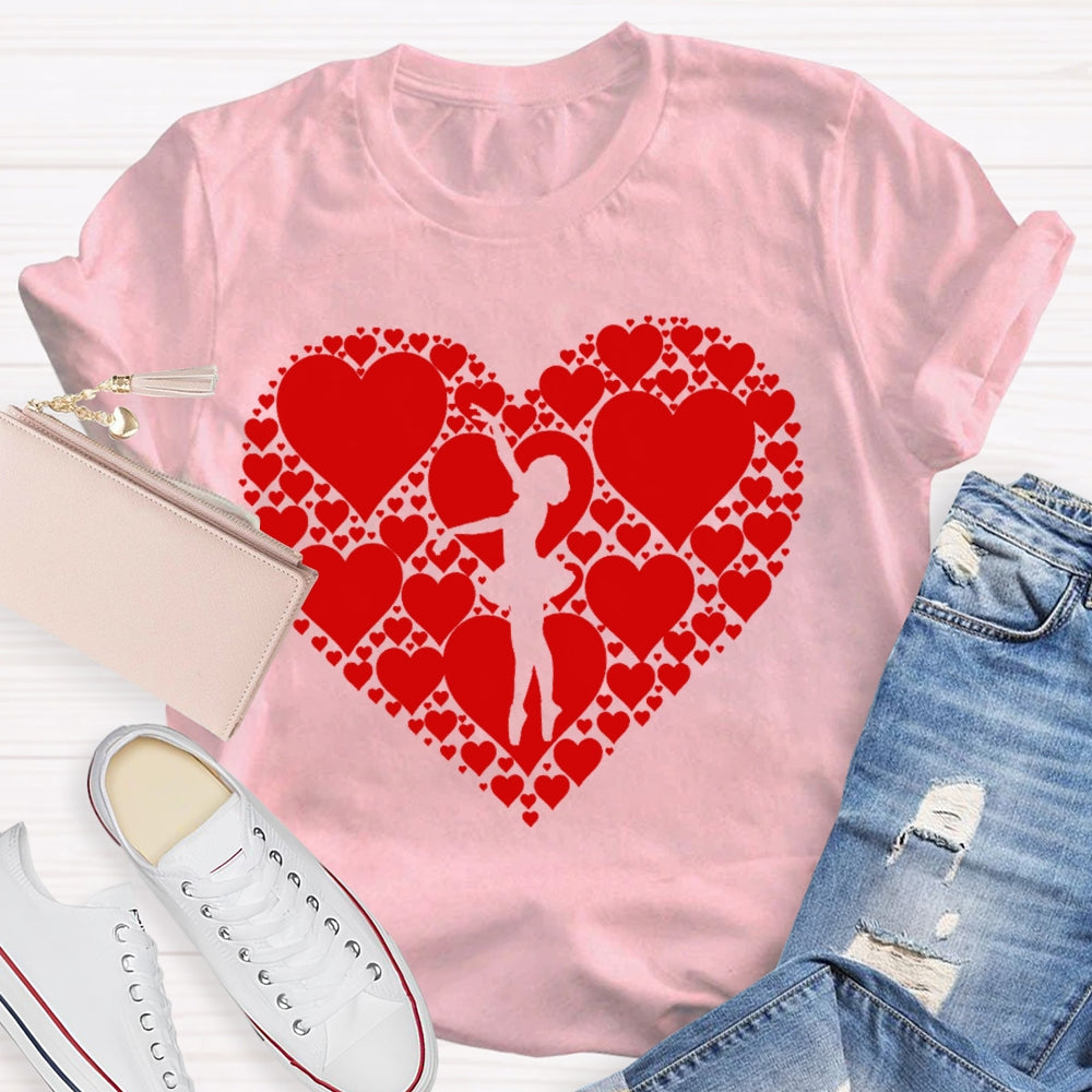 Dance Heart Pattern Printing T-shirt