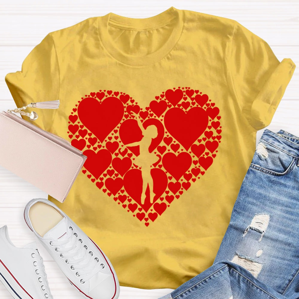 Dance Heart Pattern Printing T-shirt