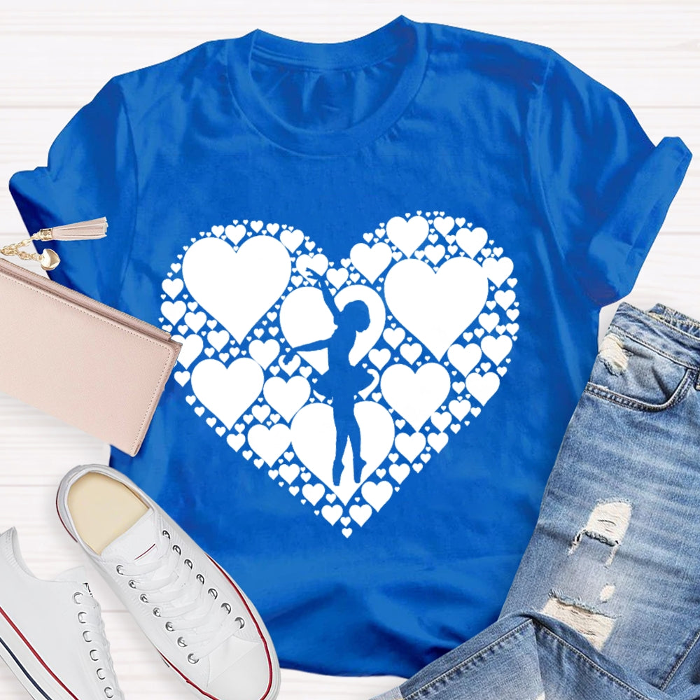 Dance Heart Pattern Printing T-shirt