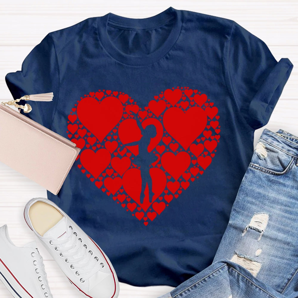 Dance Heart Pattern Printing T-shirt