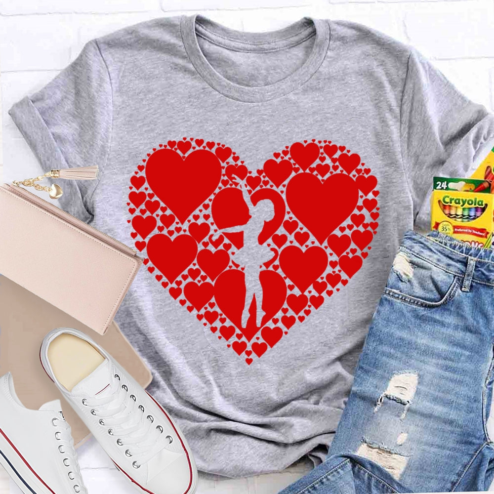 Dance Heart Pattern Printing T-shirt