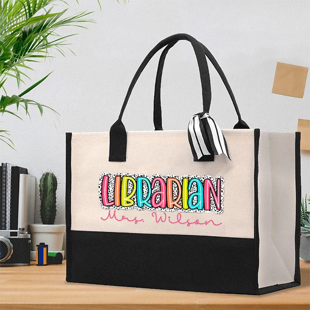 Personalized Name Librarian Cotton Tote Bag