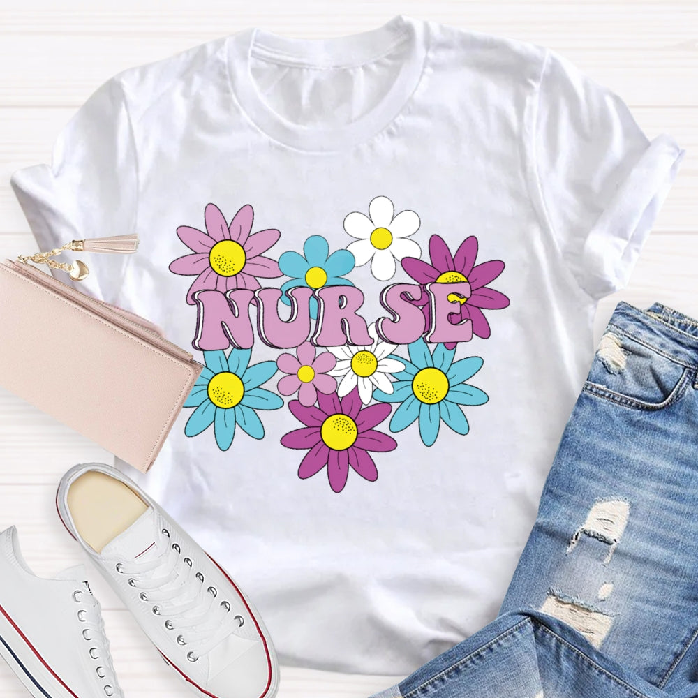 Nurse Flowers Funny T-shirt