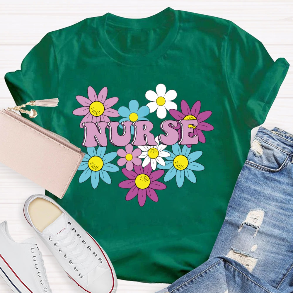 Nurse Flowers Funny T-shirt