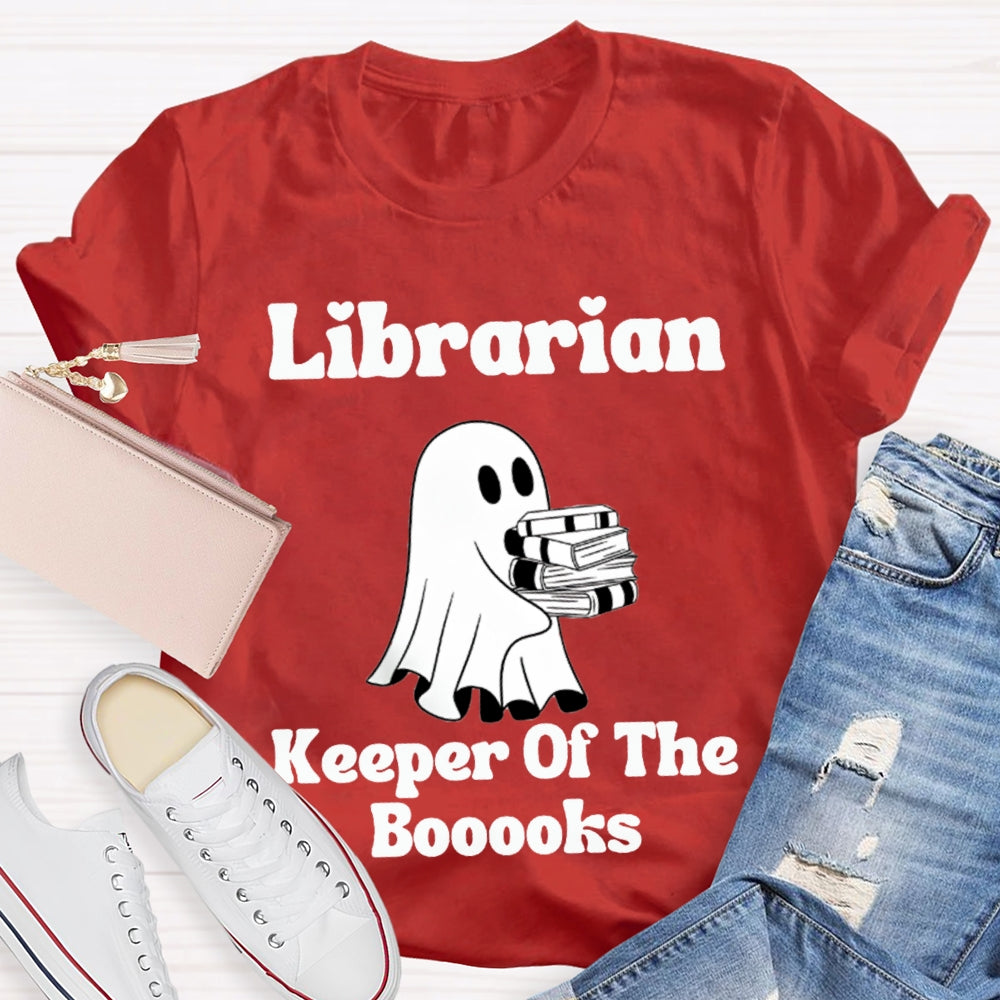 Librarian Keeper Of The Booooks Funny Halloween Spooky Librarian T-shirt